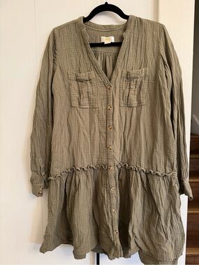 Maeve Olive Gauze Tunic Blouse